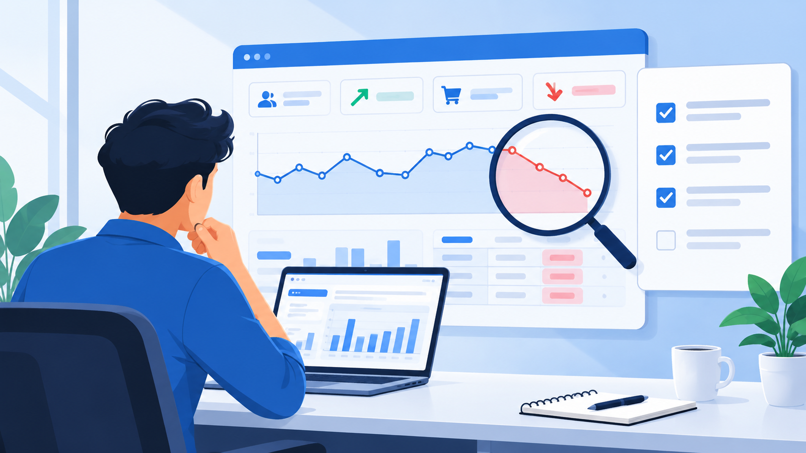 Marketer reviewing a Facebook ads dashboard to find why ads are not generating leads