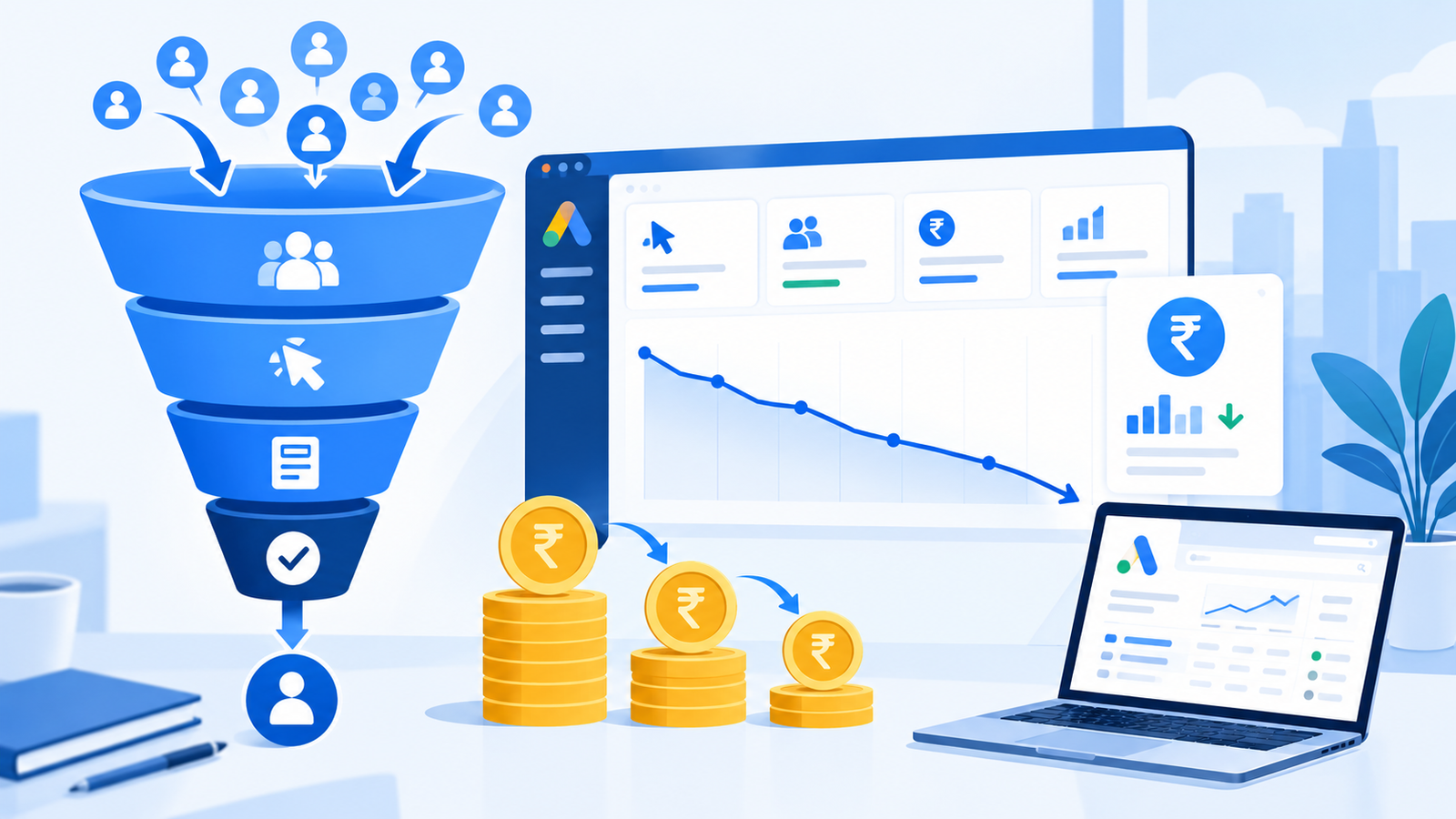 Chart showing how to reduce cost per lead in Google Ads